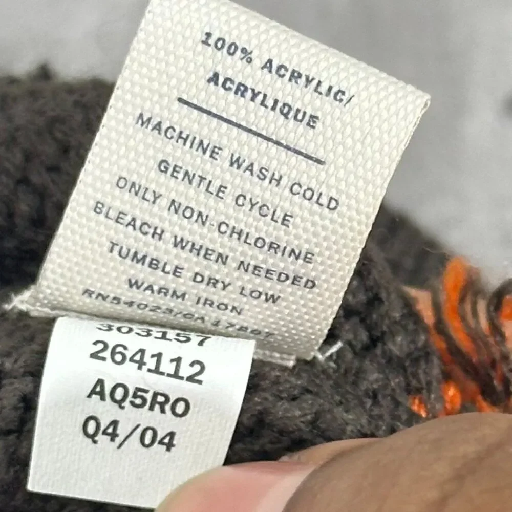 NEW Old Navy Beanie OS Brown Orange Knit Y2K Pom‎ Pom Winter Hat